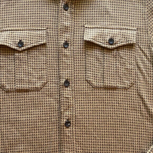 Ralph Lauren Vintage Men's Brown Two Pocket Houndstooth Long Sleeve Shirt Medium - Picture 3 of 15